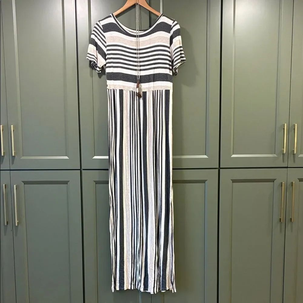 Feathers Brown and Gray Textured Fabric Dress